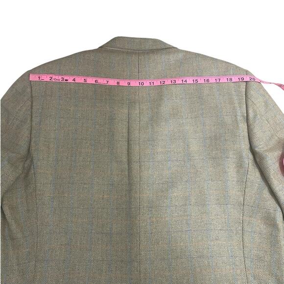 Hickey Freeman Ltd 100% Silk Plaid Chevron Two Button Sport Coat Men's 44 Long - Picture 13 of 15